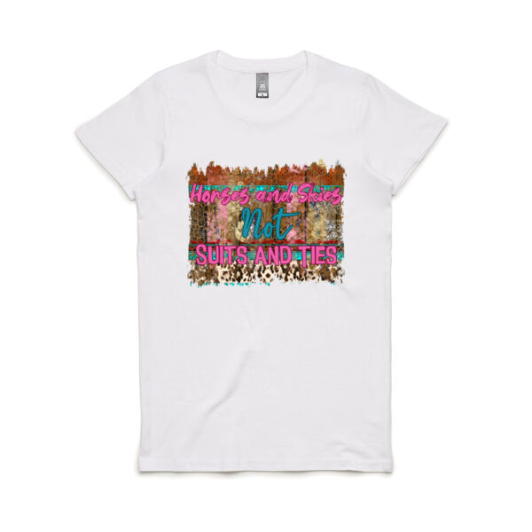 Horses/Skies over Suits/Ties T-shirt Thumbnail